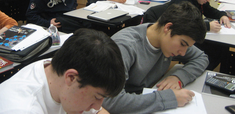 students working in school